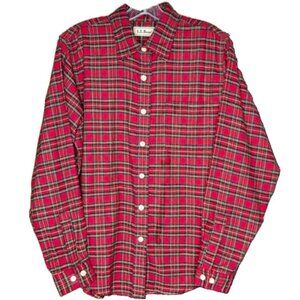 L.L. Bean Royal Stewart Tartan Cotton Flannel Shirt - Red/Black/Green - M